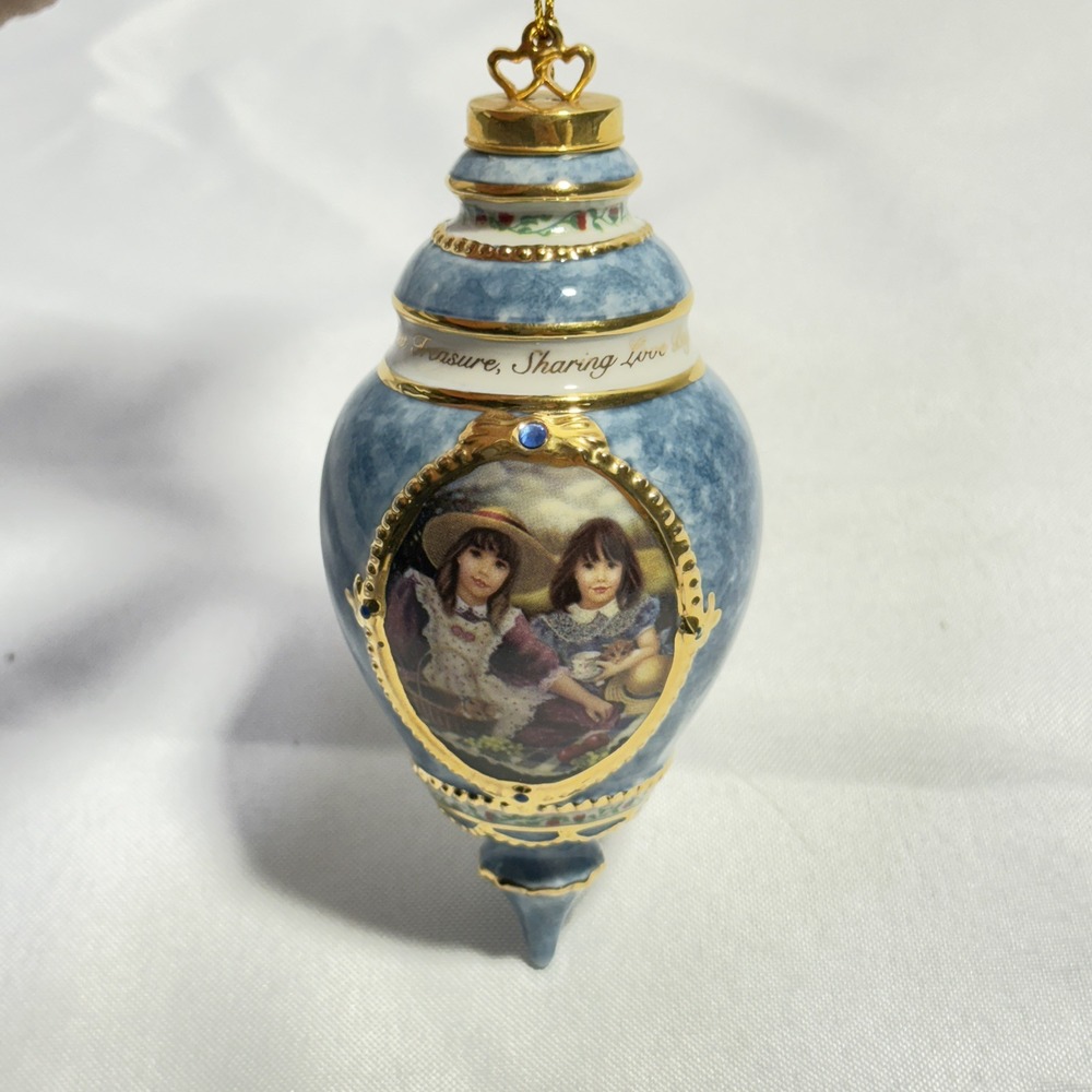 1999 Sisters Chantal Poulin Heritage Porcelain Ornament Shared Moments Christmas